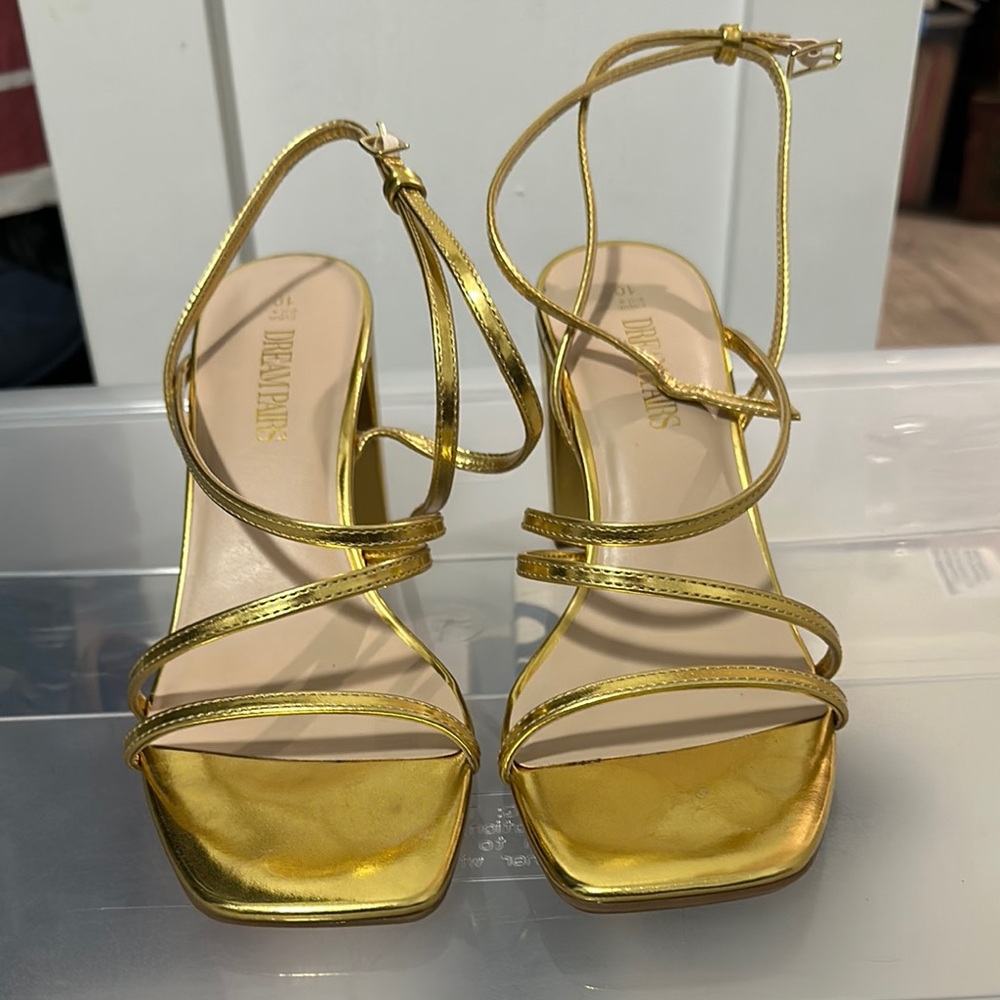 Gold Strappy Heels